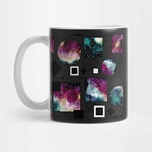 Watercolor Galaxy in Squares and Circles Mug